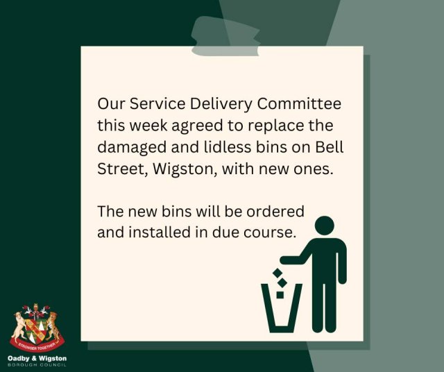 Councillors have agreed to have new bins installed in Bell Street Wigston