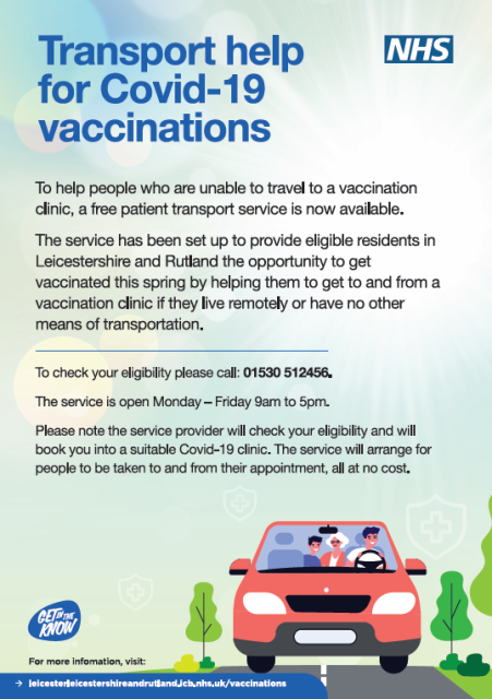 Free patient transport for covid-19 vaccinations poster