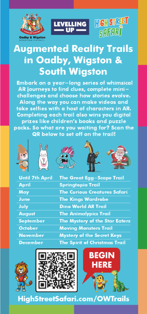 Poster showing all of the upcoming AR trials in Oadby & Wigston