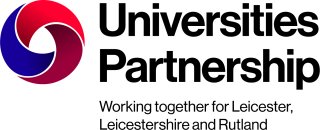 Logo of the Universities Partnership with text 'Working together for Leicester, Leicestershire and Rutland'